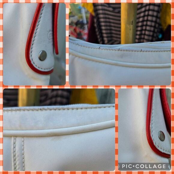 Coach Y2K White Nylon Mini Hobo w/ Red Leather Trim Vintage Shoulder Bag. #6671 - Picture 10 of 10